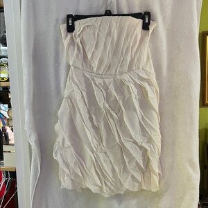 Adam Lippes Strapless Ruffled Rag Cream Dress